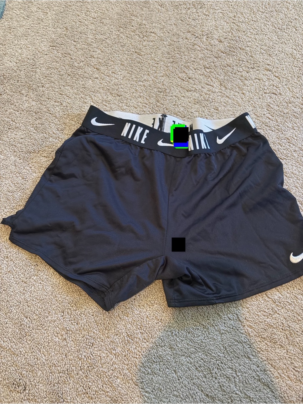 Nike girls Black Athletic Shorts with White Logo Waistband